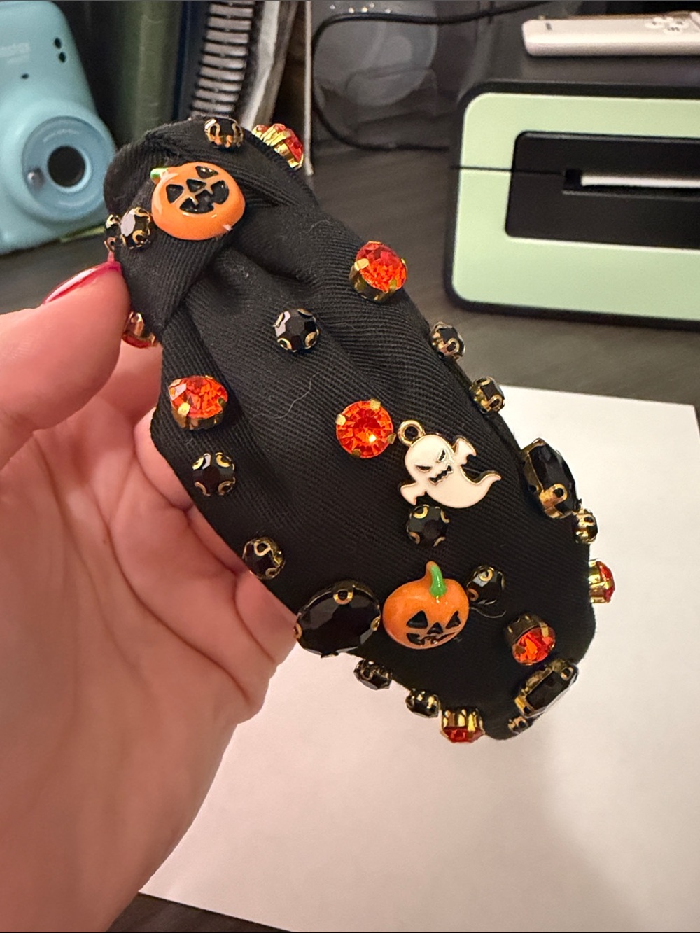 Black Halloween Pumpkin & Ghost Embellished Headband